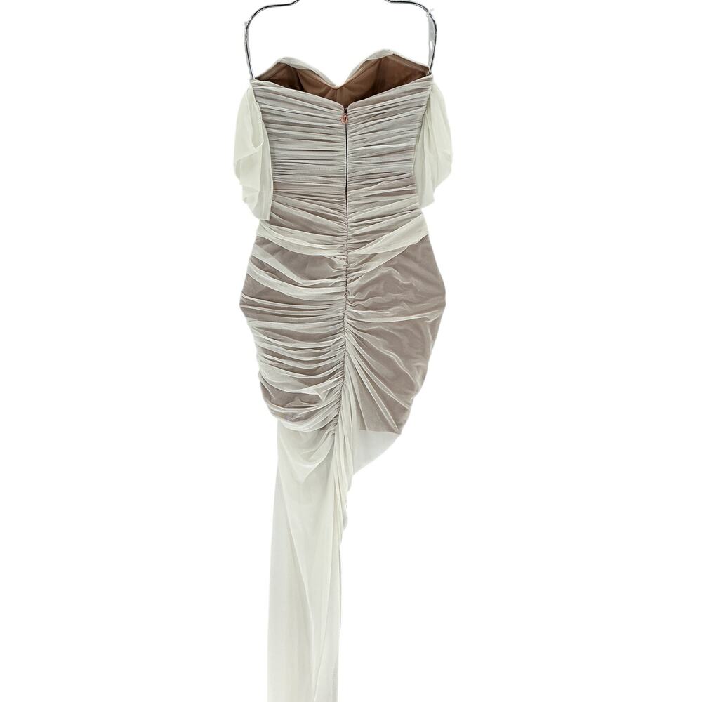 Nookie Ruched White Dita Mesh Gown Size XS - Picture 3 of 4